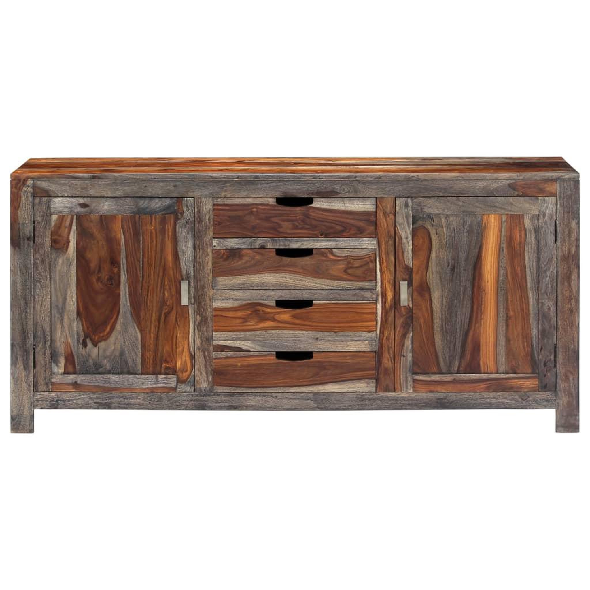 Voir la diapositive 2 : VIDAXL Buffet gris 160x40x75 cm bois de sesham massif