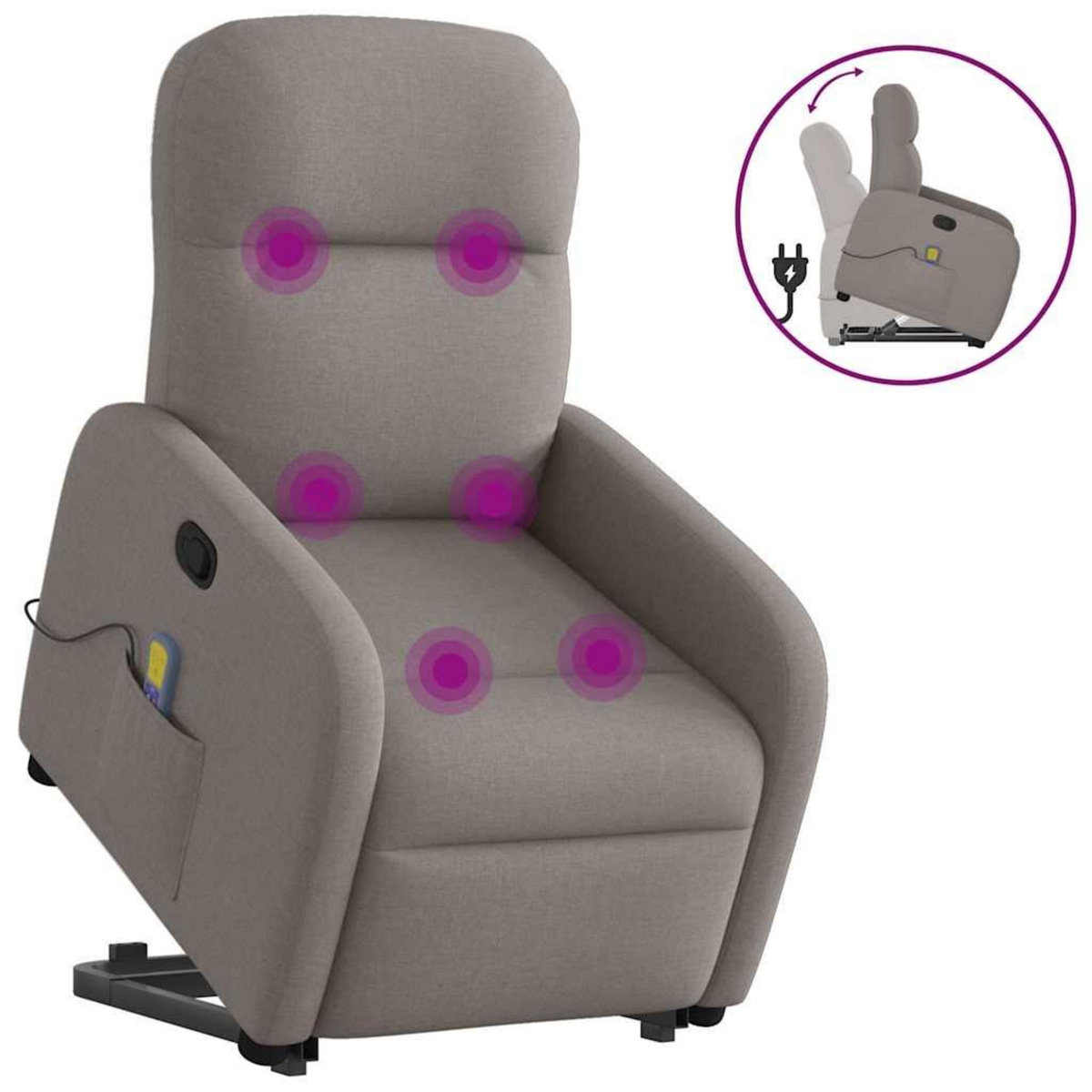 VIDAXL Fauteuil inclinable de massage Taupe Tissu