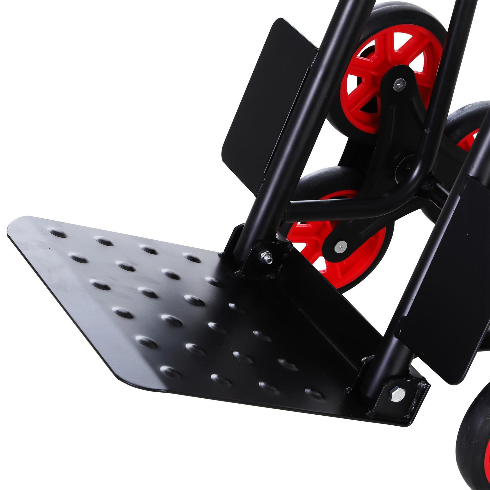 Voir la diapositive 5 : HOMCOM Diable pour escalier 6 roues diable repliable extensible 150 Kg - chariot pliable acier noir rouge