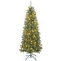Voir la diapositive 1 : HOMCOM Sapin de Noël artificiel LED x 250 blanc chaud ou multicolore 9 modes H.180 cm 899 branches support vert