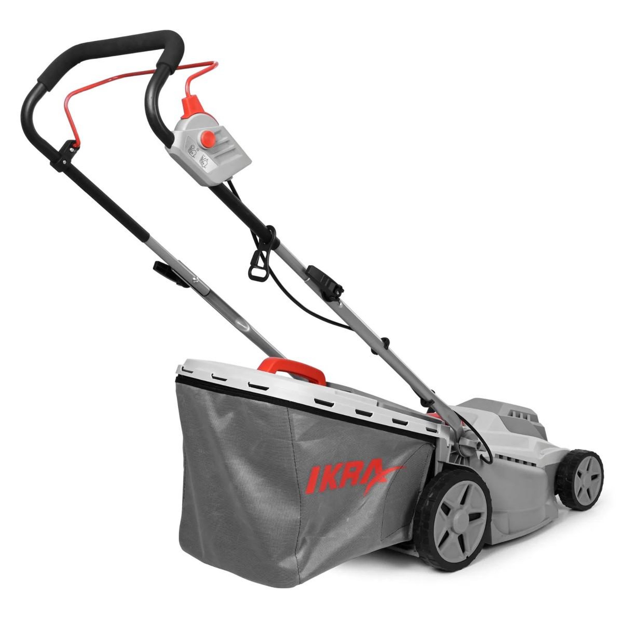 Voir la diapositive 3 : Ikra Tondeuse électrique 1600W 2en1 Tonte & Ramassage Pelouse Largeur de coupe 38cm, 5 Hauteurs de coupe, Tondeuse gazon Bac 42L IKRA
