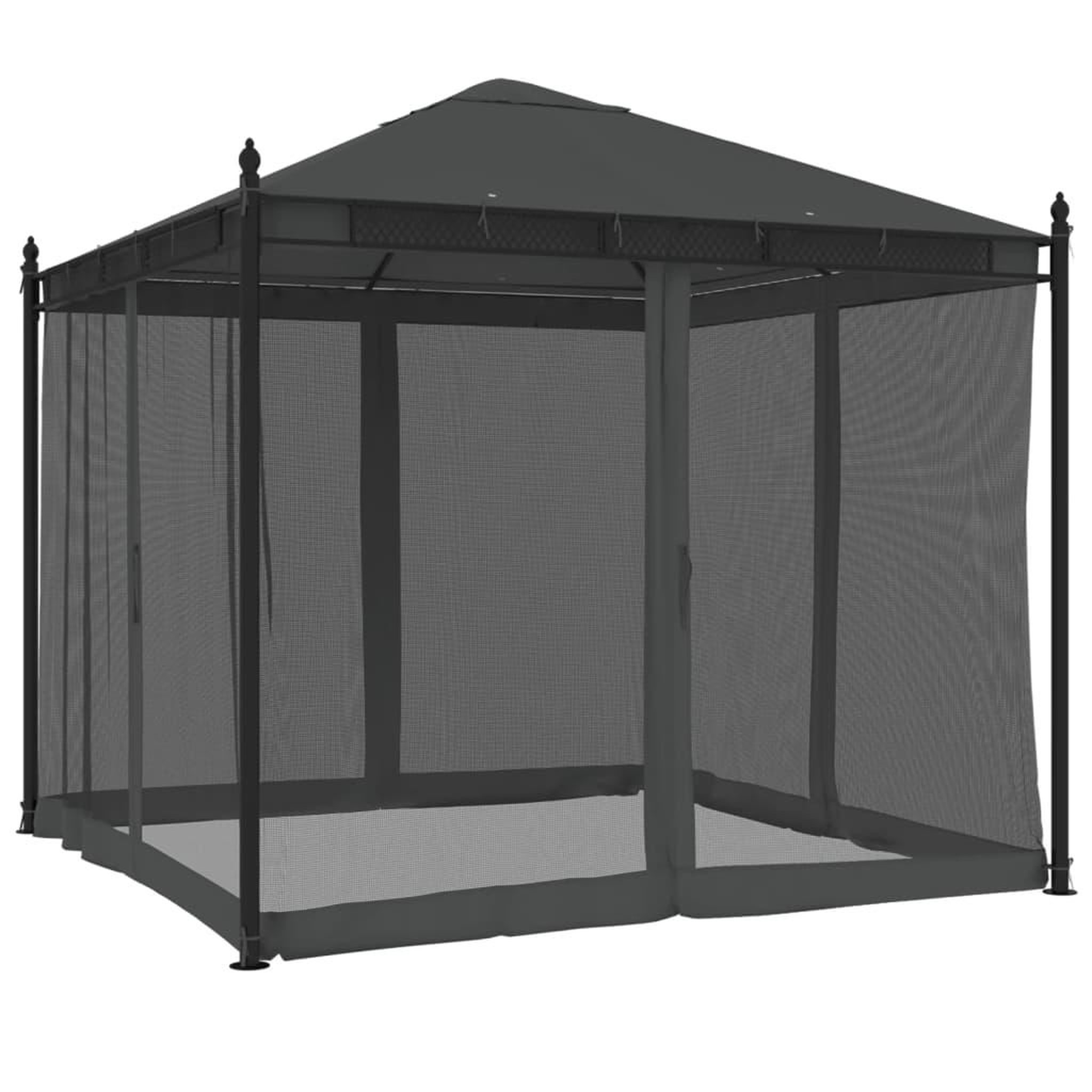 Voir la diapositive 5 : VIDAXL Tonnelle avec parois en filet anthracite 2,93x2,93 m acier