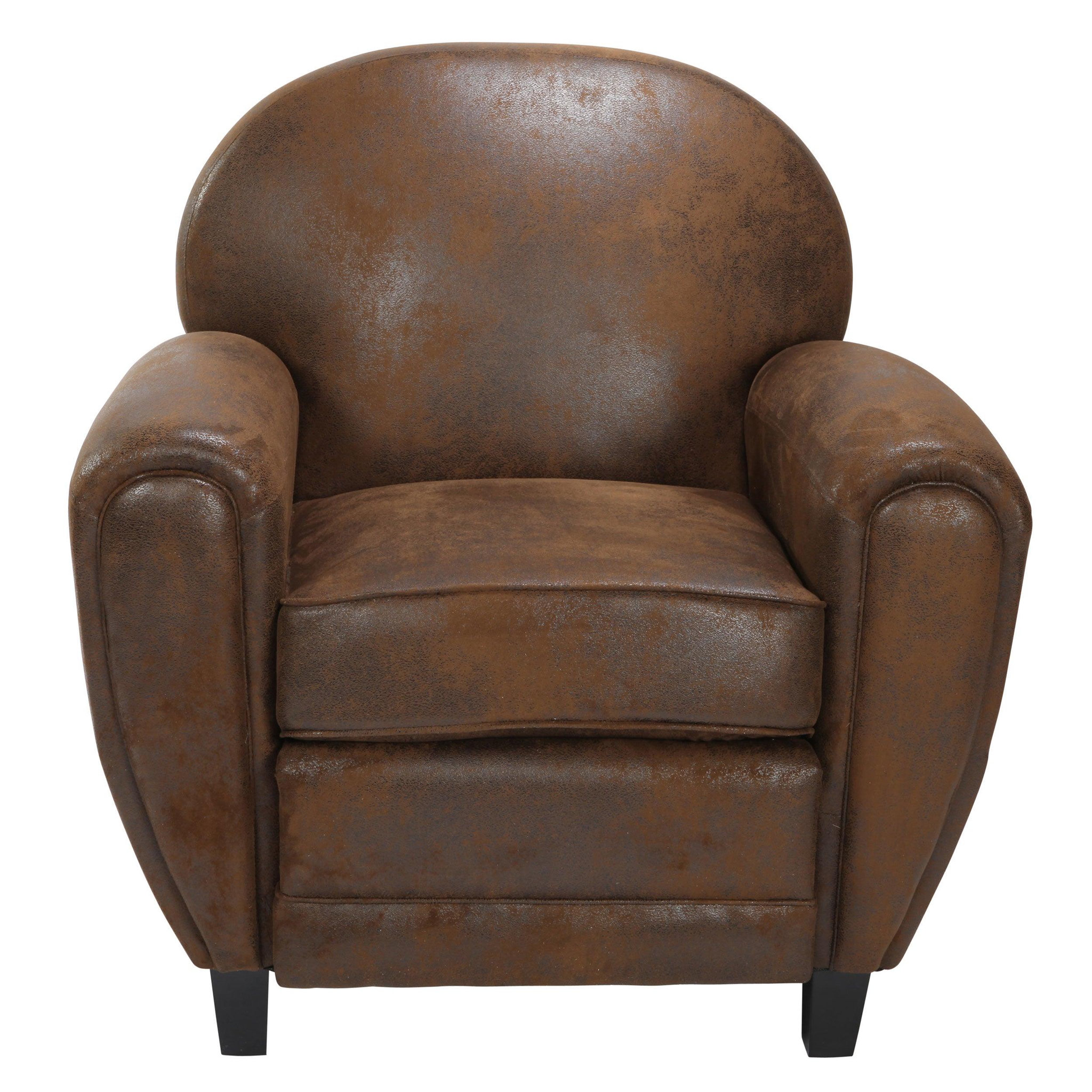 MAISON PAVANE Fauteuil marron vieilli en microfibre-club