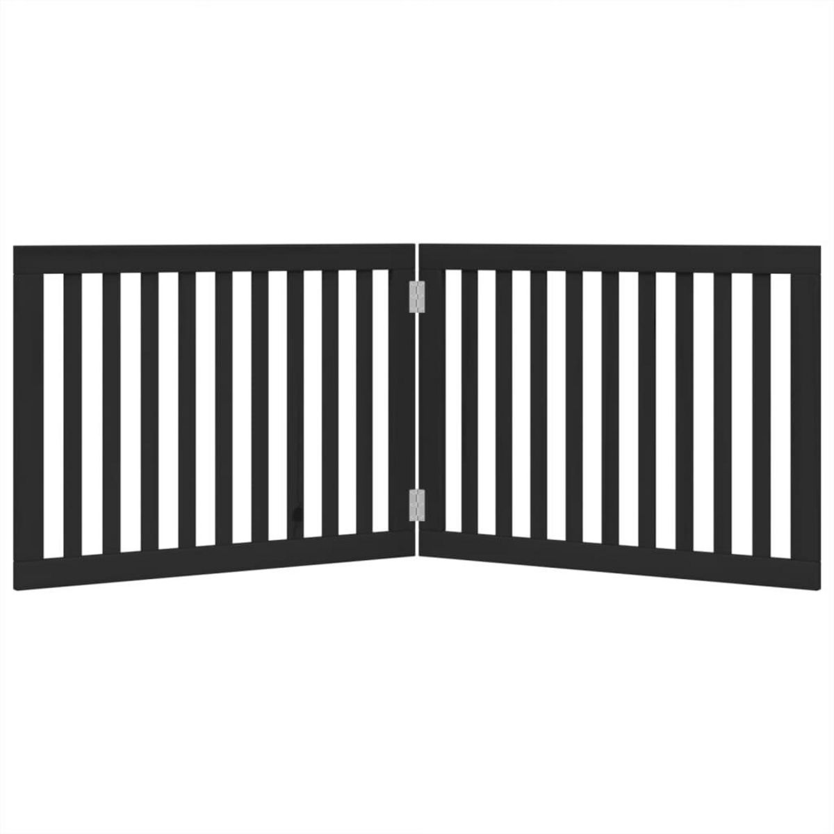 VIDAXL Barriere pour chien pliable 2 panneaux noir bois de peuplier