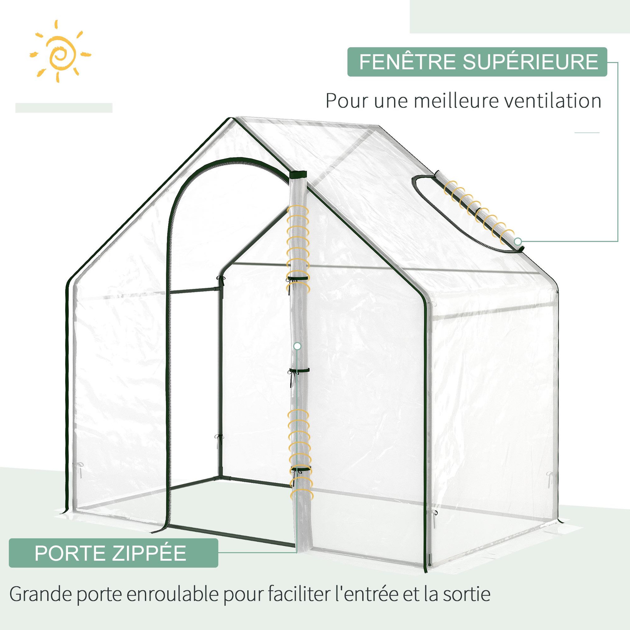 Voir la diapositive 5 : OUTSUNNY Serre de jardin balcon terrasse serre pour tomates 1,8l x 1l x 1,68h m acier pe imperméable transparent
