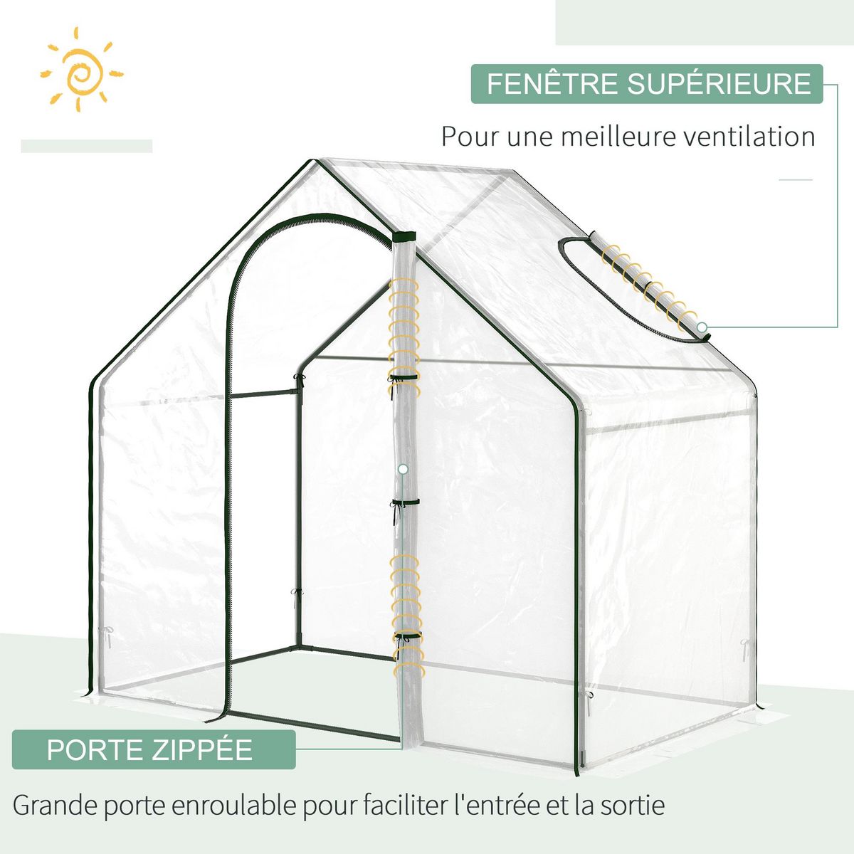 OUTSUNNY Serre de jardin balcon terrasse serre pour tomates 1,8L x 1l x 1,68H m acier PE imperméable transparent