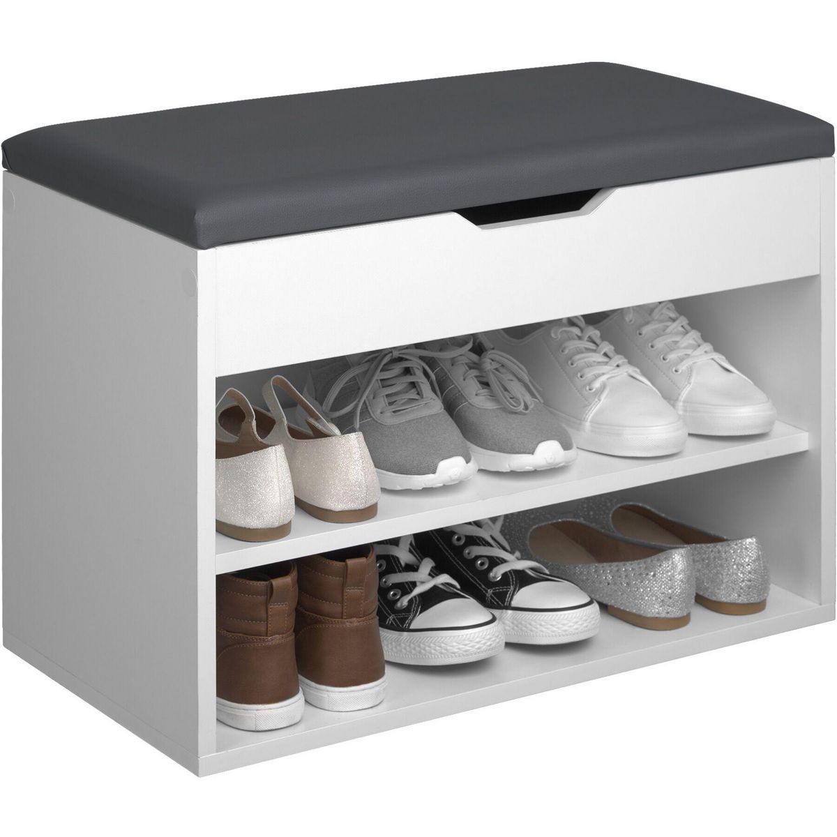 tectake Banc à chaussures pour 6 paires de chaussures blanc