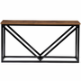 Voir la diapositive 3 : ID MARKET Range bûches horizontal HAWKINS acier noir plateau bois foncé pour cheminée
