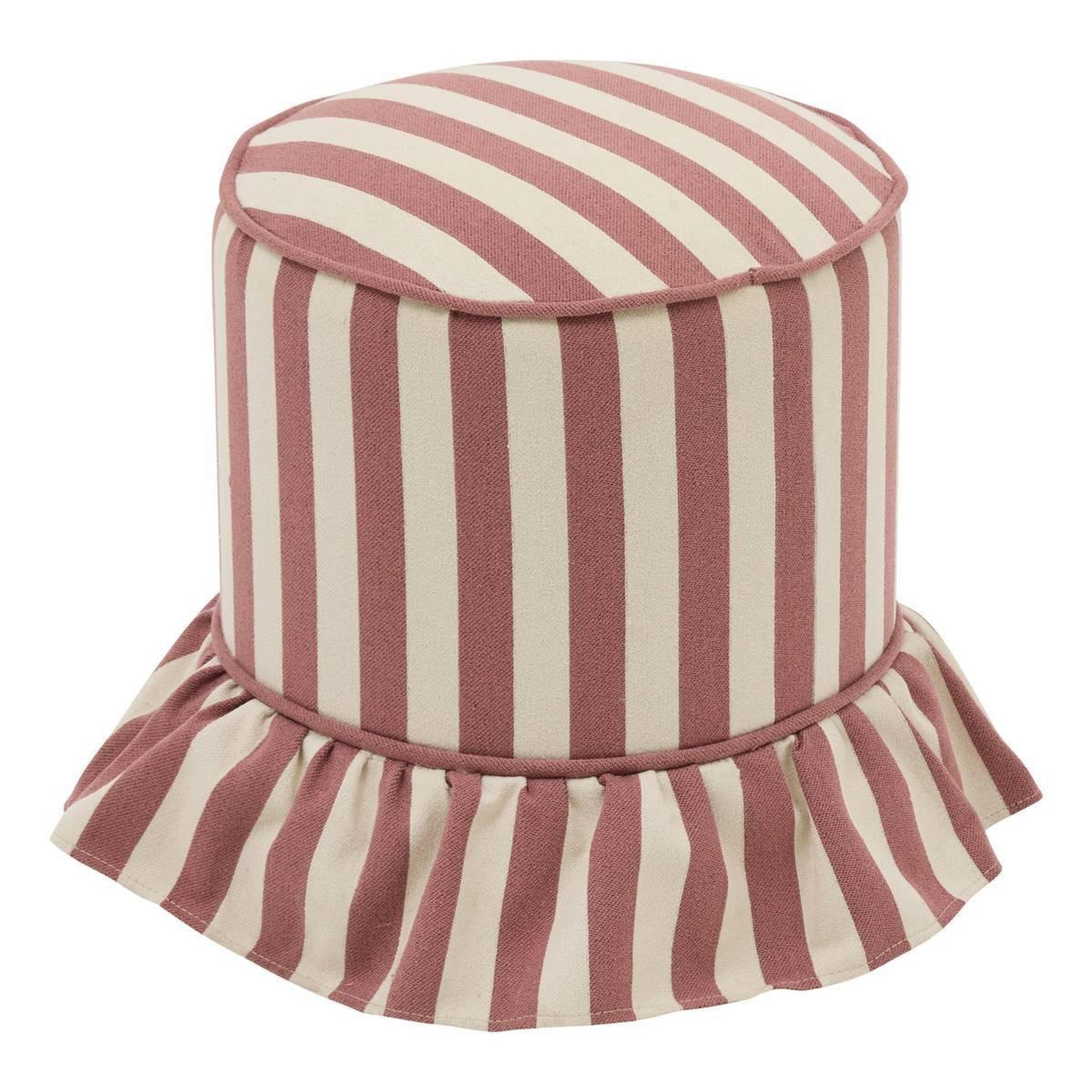ATMOSPHERA Pouf rayé à volant  fiora  41cm rose