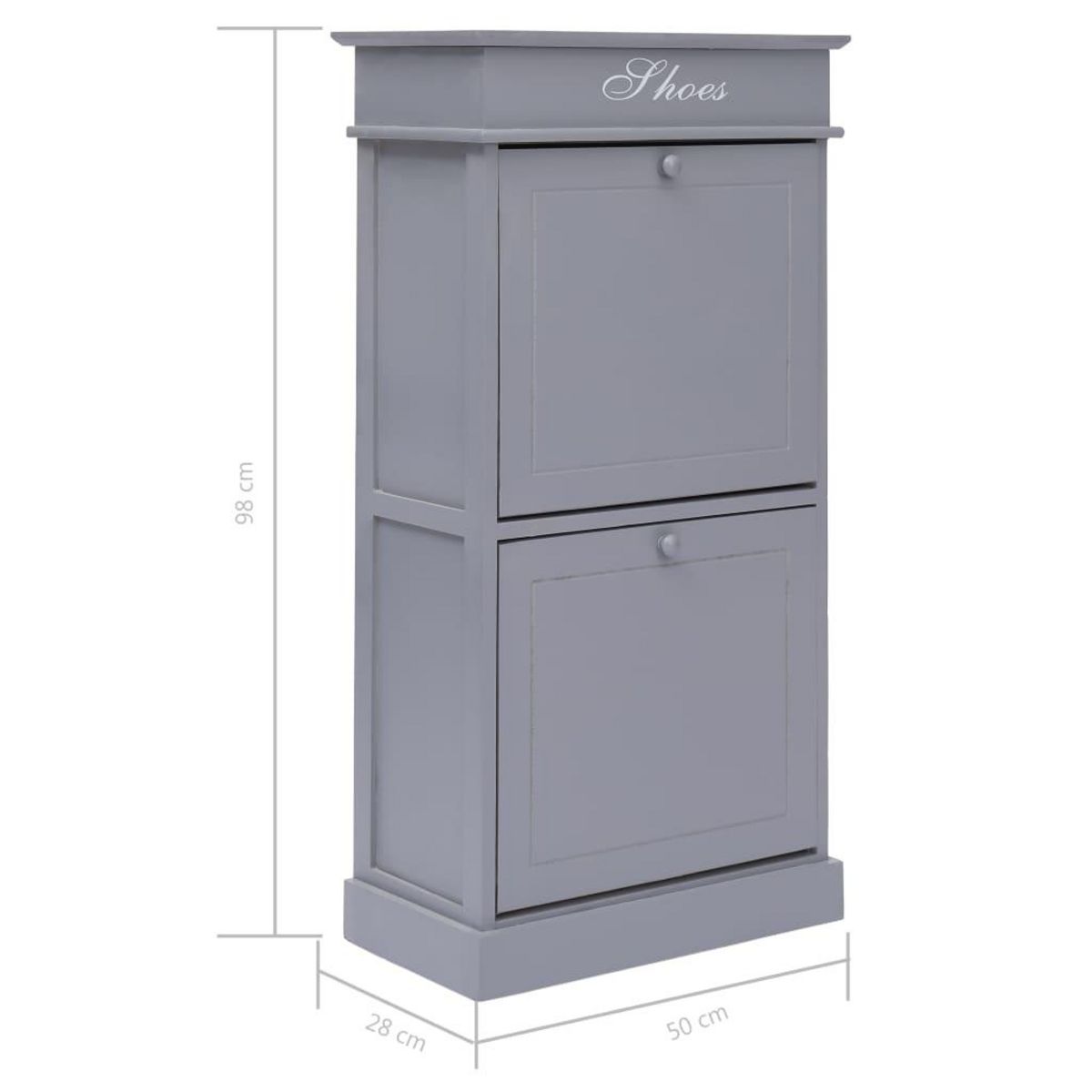 VIDAXL Armoire a chaussures Gris 50 x 28 x 98 cm Bois de Paulownia