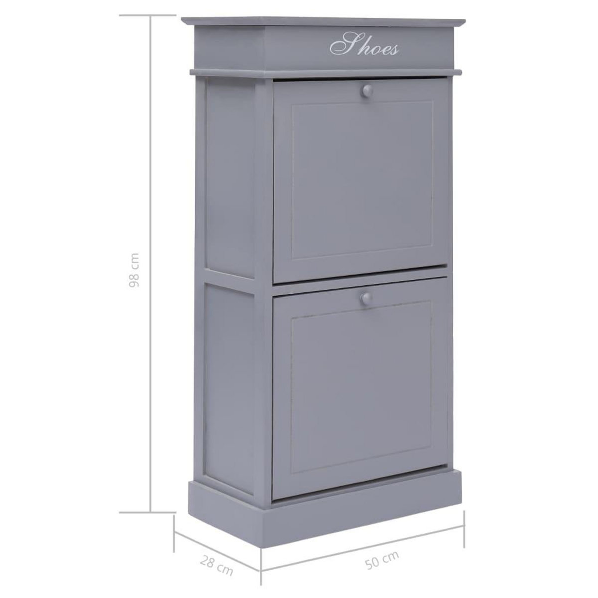 VIDAXL Armoire a chaussures Gris 50 x 28 x 98 cm Bois de Paulownia