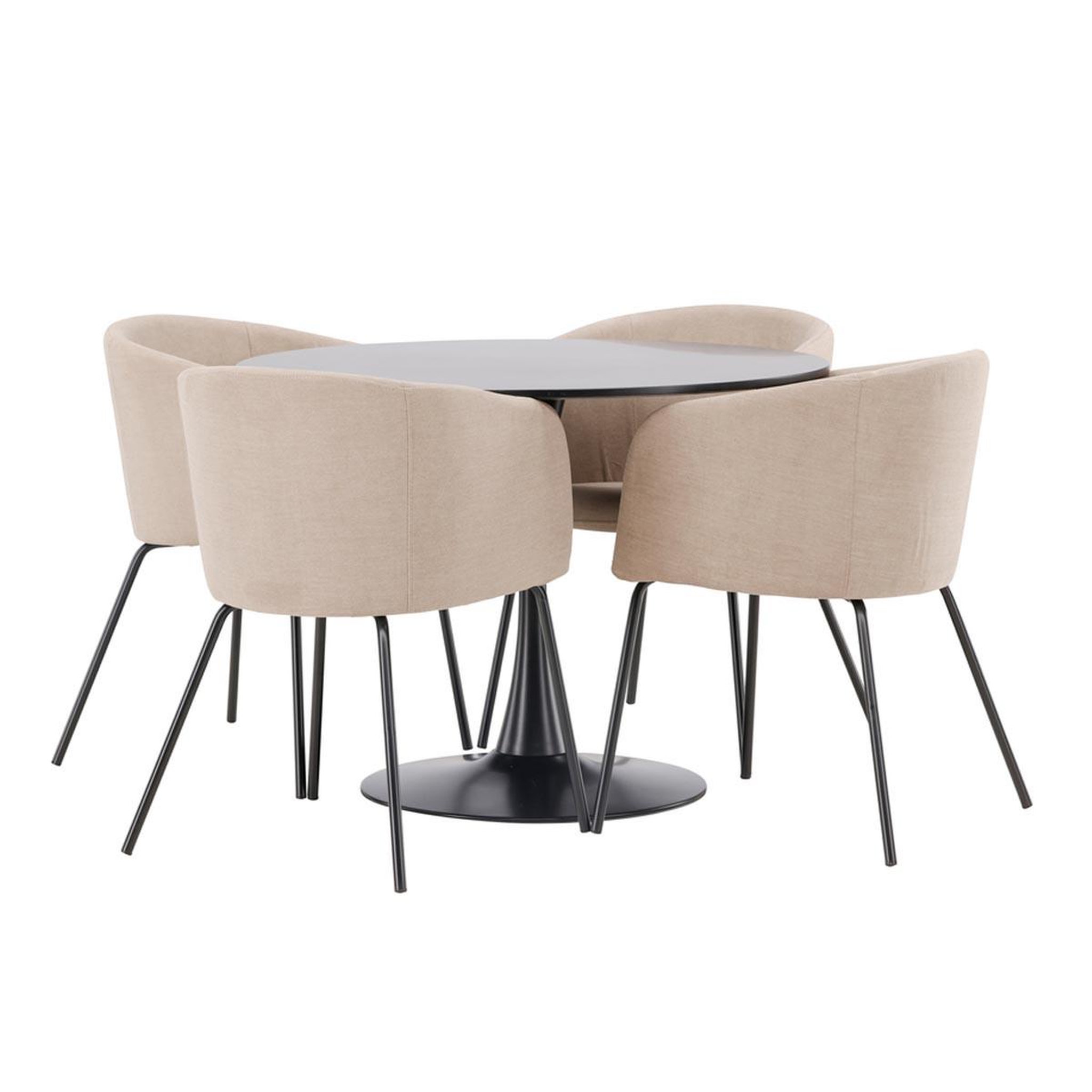 Paris Prix Ensemble table à manger & 4 chaises  glade & berit  100cm noir & beige