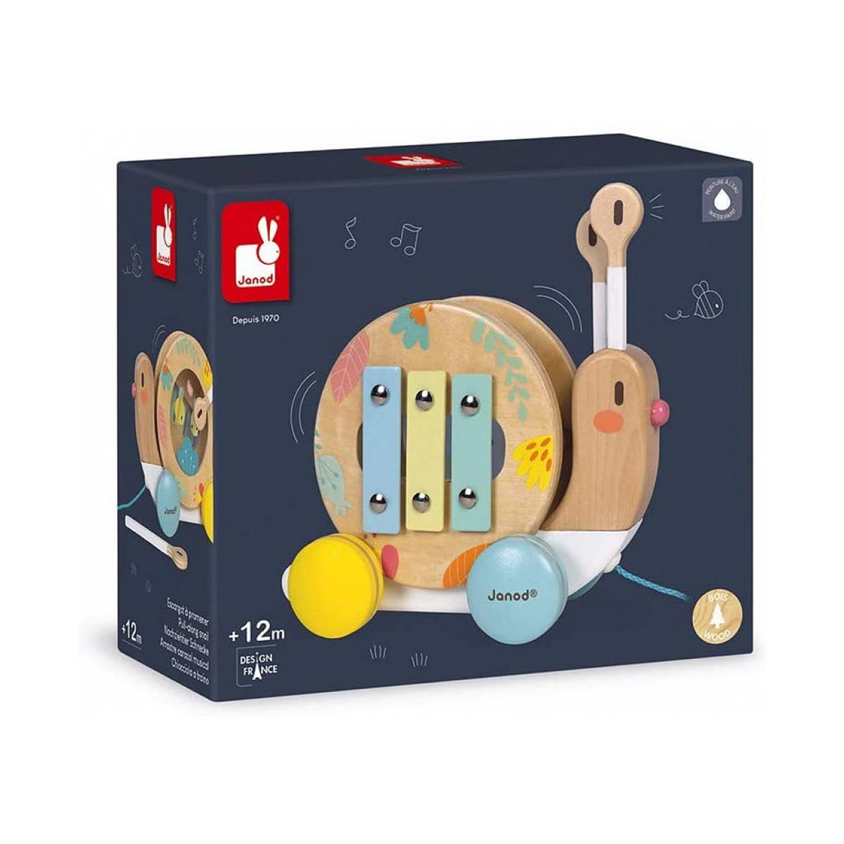 Juratoys-Janod Escargot a promener en bois - collection Pure