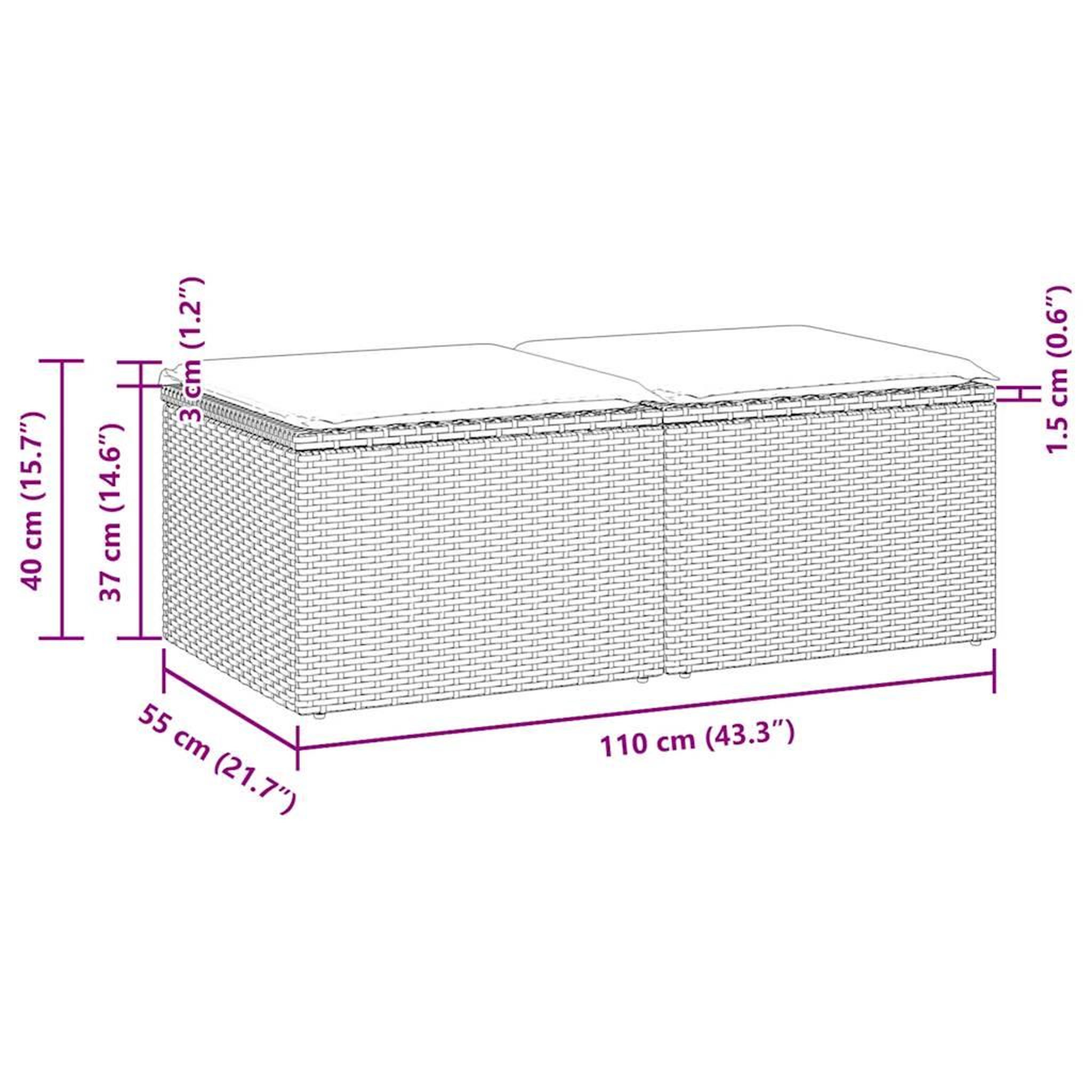 Voir la diapositive 6 : VIDAXL Salon de jardin avec coussins 2 pcs beige resine tressee acacia