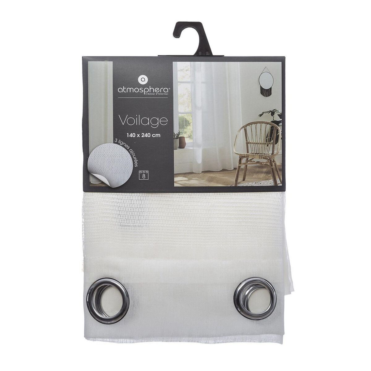 ATMOSPHERA Voilage Sab 140 x 240 - Blanc