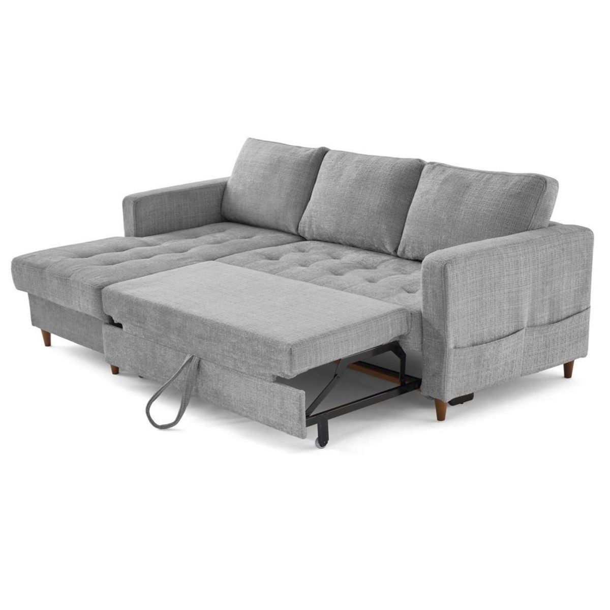 LISA DESIGN Anna - canapé d'angle gauche 4 places convertible avec coffre en velours texturé