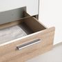 Voir la diapositive 6 : MARKET24 Armoire battante - Panneaux de particules - Blanc et chene - 3 portes et 2 tiroirs + miroir - L 121 x P 54 x H 200,1 cm - SELKEA