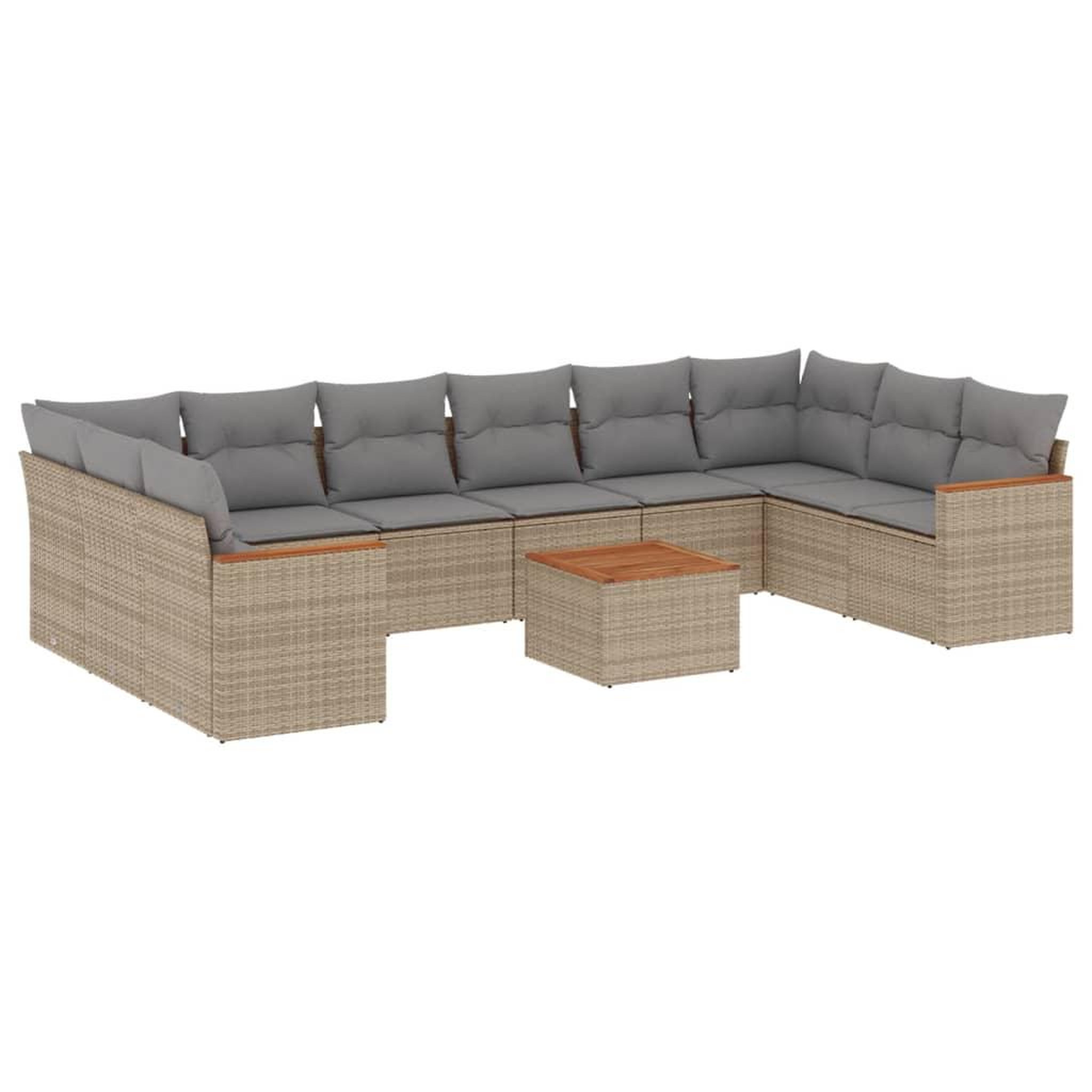 Voir la diapositive 2 : VIDAXL Salon de jardin 11 pcs avec coussins beige resine tressee