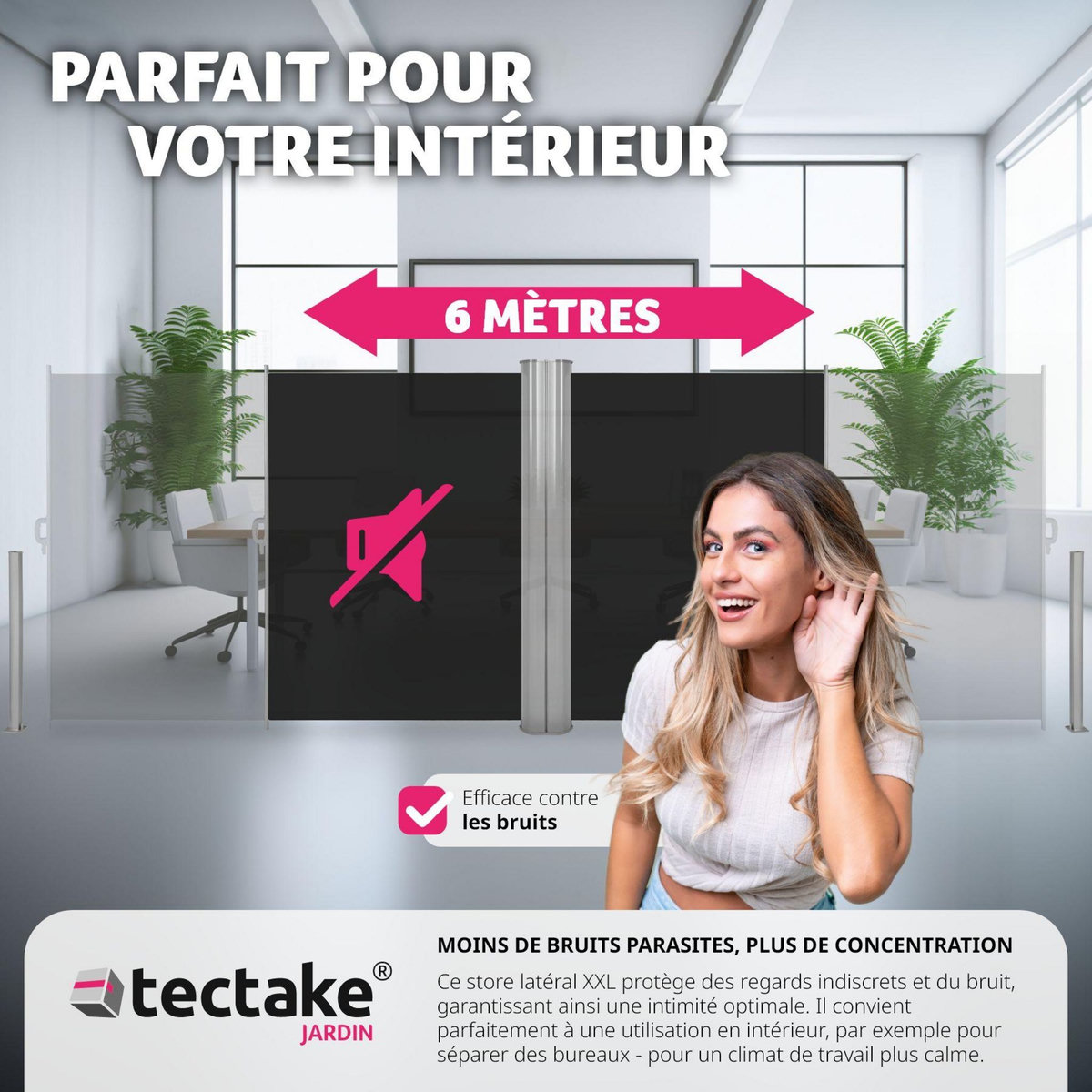 tectake Paravent rétractable double et extensible avec enrouleur
