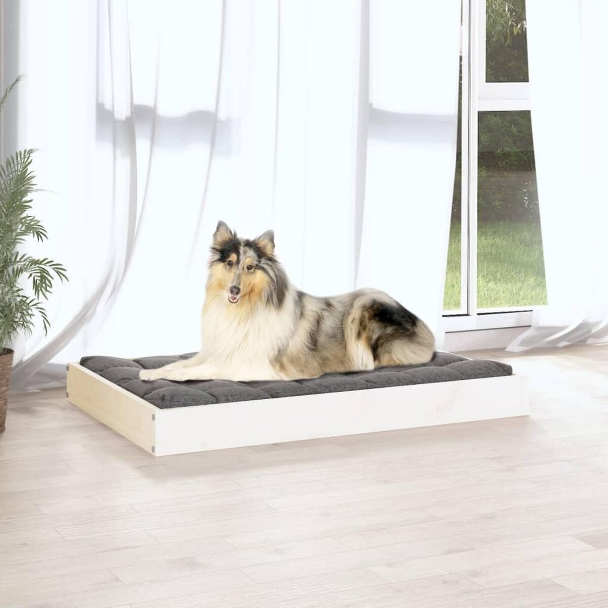 VIDAXL Lit pour chien Blanc 91,5x64x9 cm Bois de pin solide