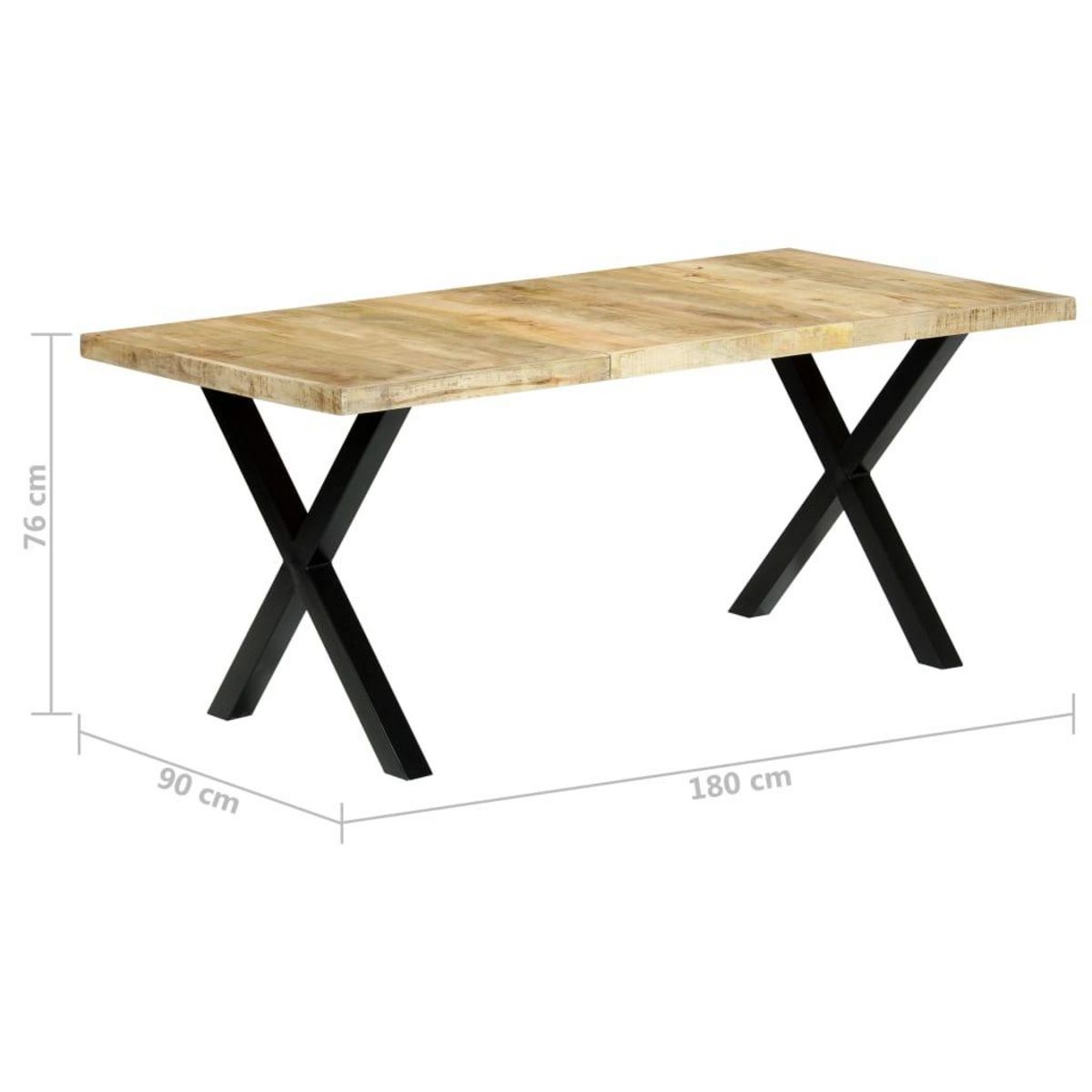 VIDAXL Table a manger 180x90x76 cm Bois de manguier massif