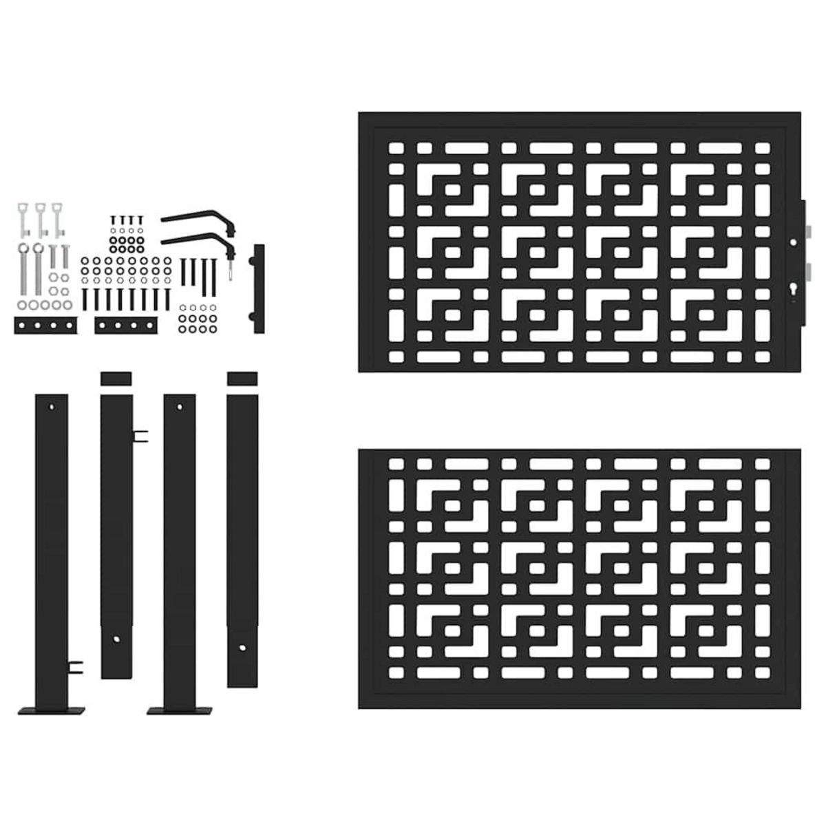 VIDAXL Portail de jardin noir 105x106 cm acier conception croisee