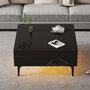 Voir la diapositive 3 : MERAX Table Basse Avec 1 Plateau Réglable Et 1 Tiroir 70 X 70 X 35 Cm Noir