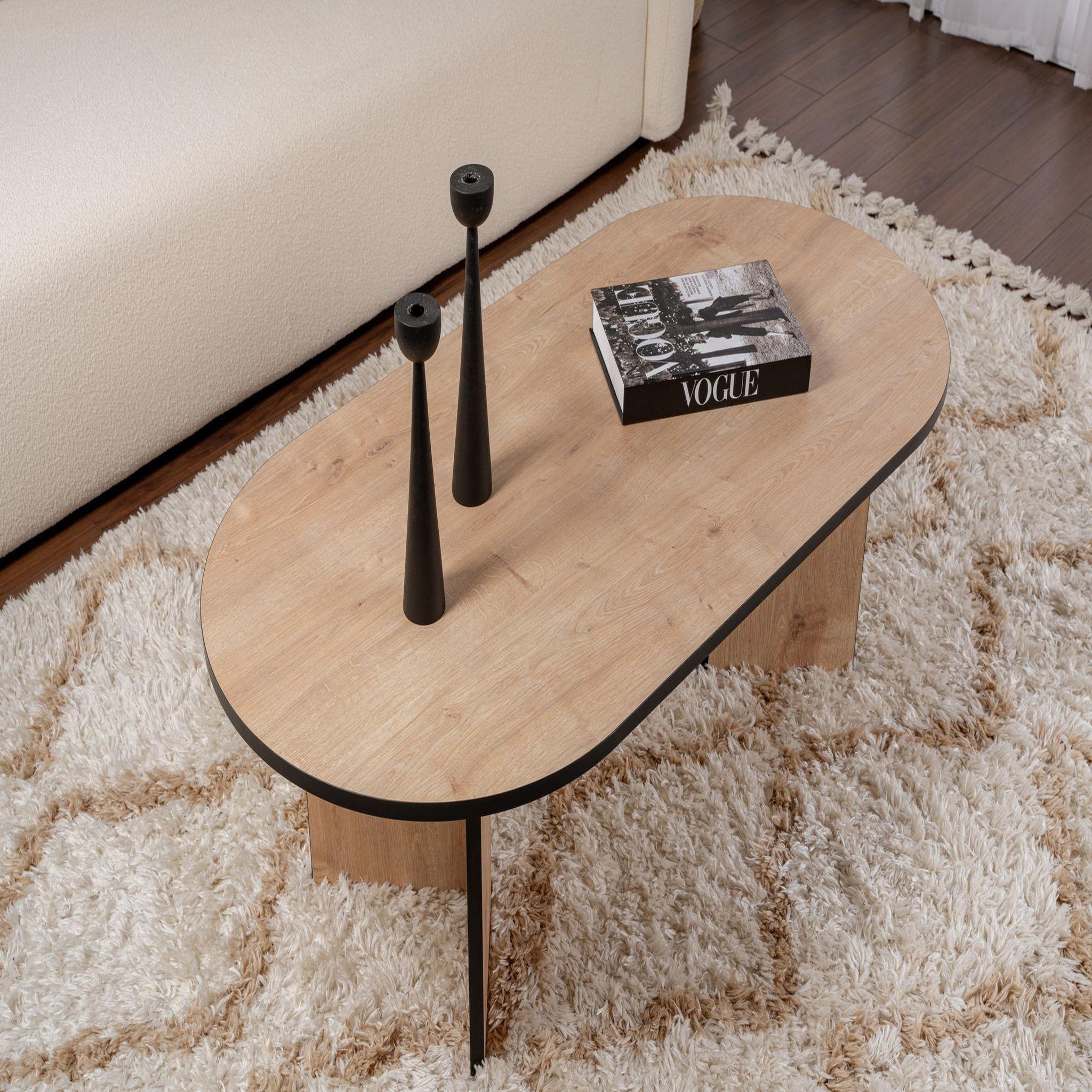 Voir la diapositive 4 : Habitat et Jardin Table basse en bois  sable  119 x 60 x 40 cm - chêne saphir