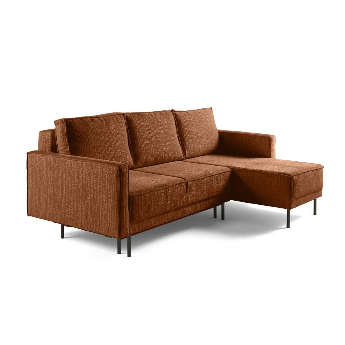 LISA DESIGN Charlie - canapé d'angle réversible 4 places - convertible avec coffre - en tissu velours relief