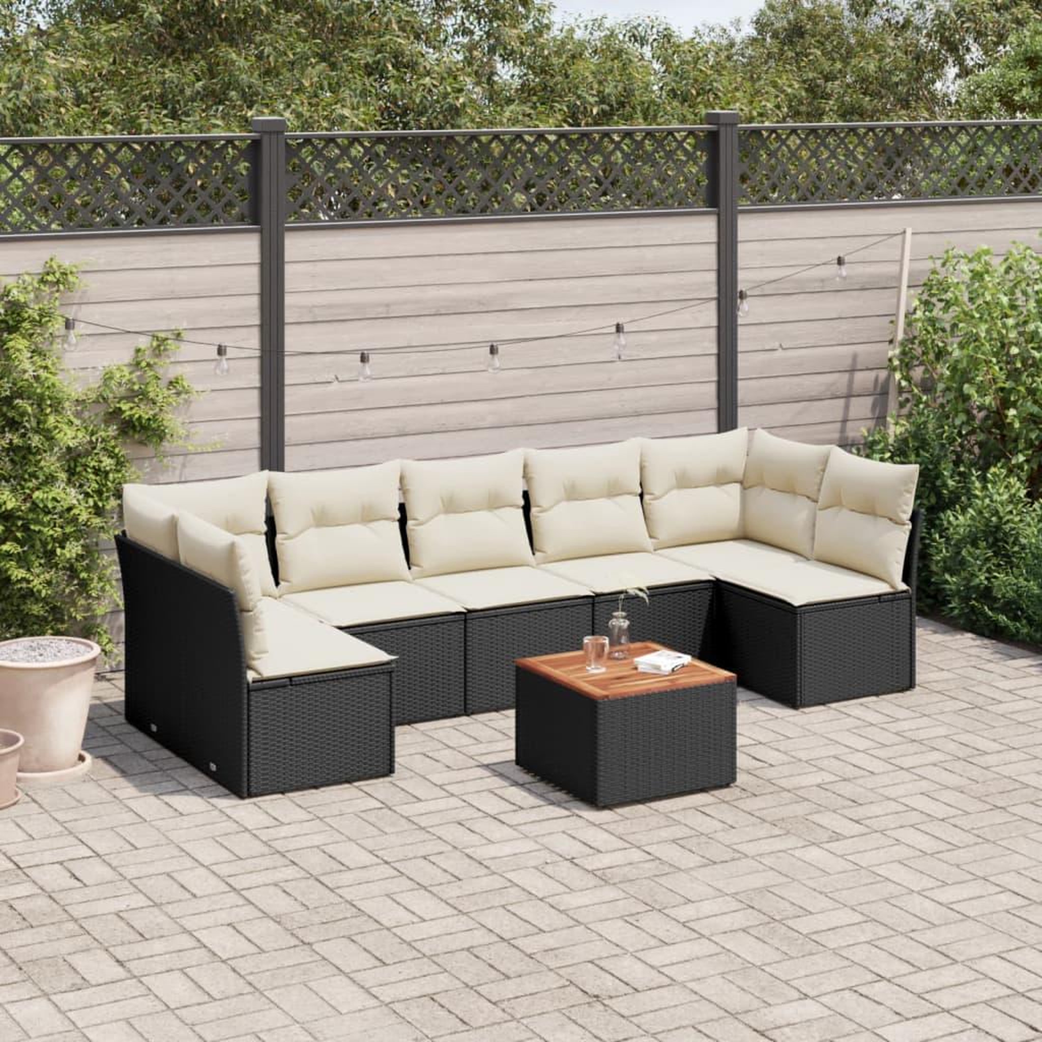 VIDAXL Salon de jardin 8 pcs avec coussins noir resine tressee