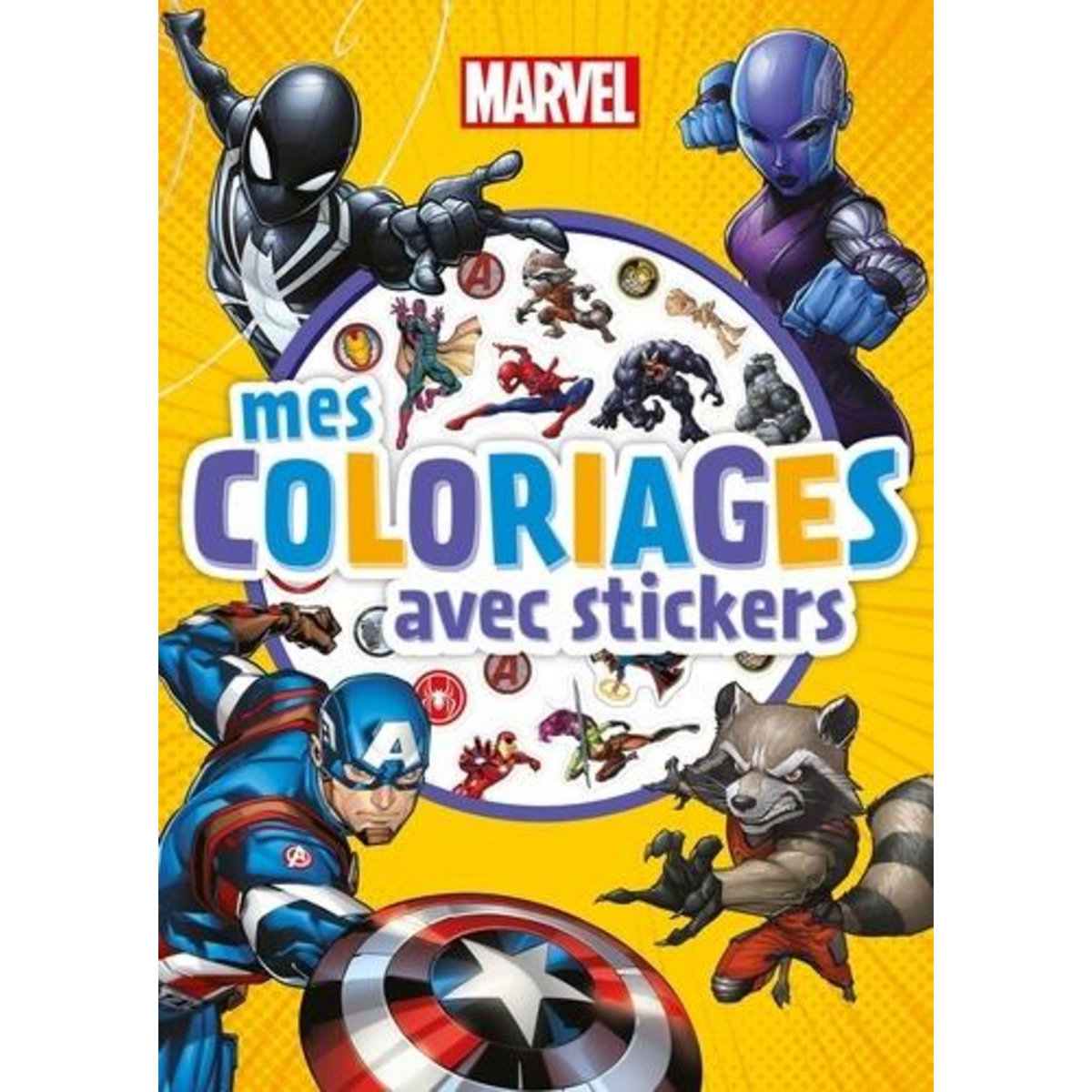 MES COLORIAGES AVEC STICKERS, Marvel