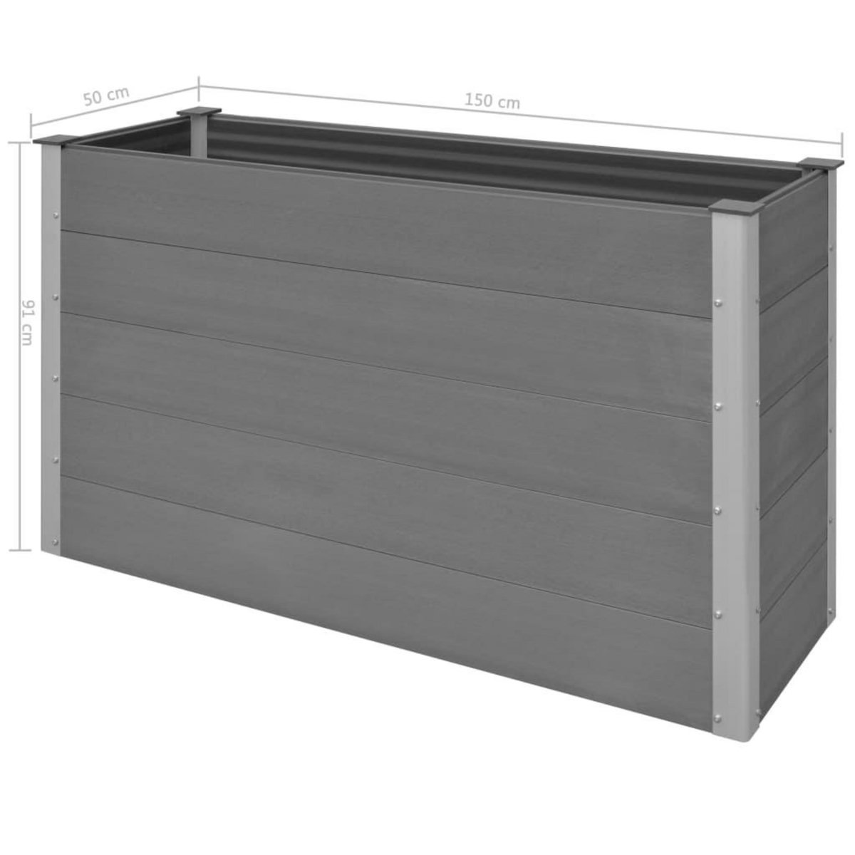 VIDAXL Lit sureleve de jardin WPC 150x50x91 cm Gris