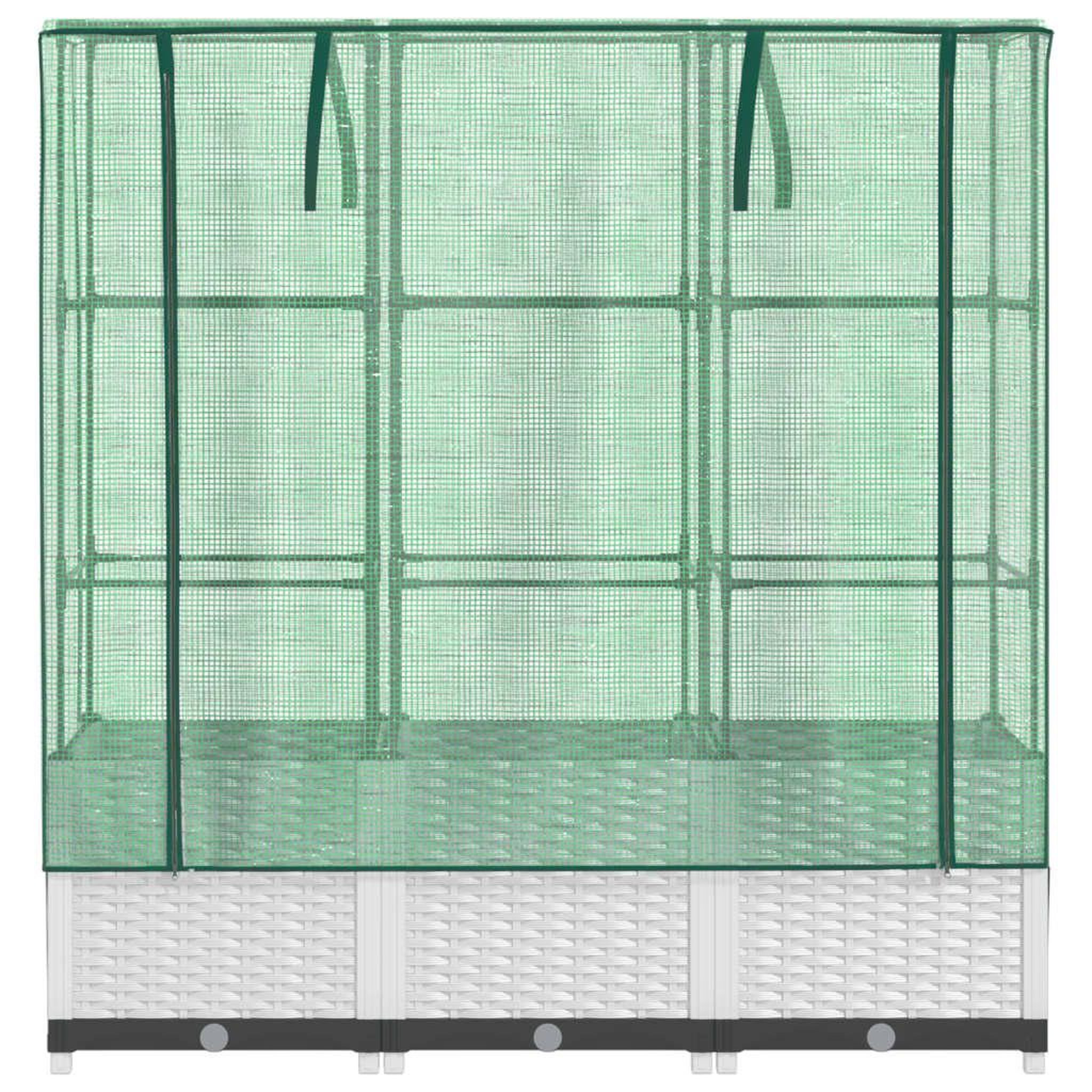 Voir la diapositive 4 : VIDAXL Jardiniere surelevee avec housse aspect rotin 120x40x138 cm