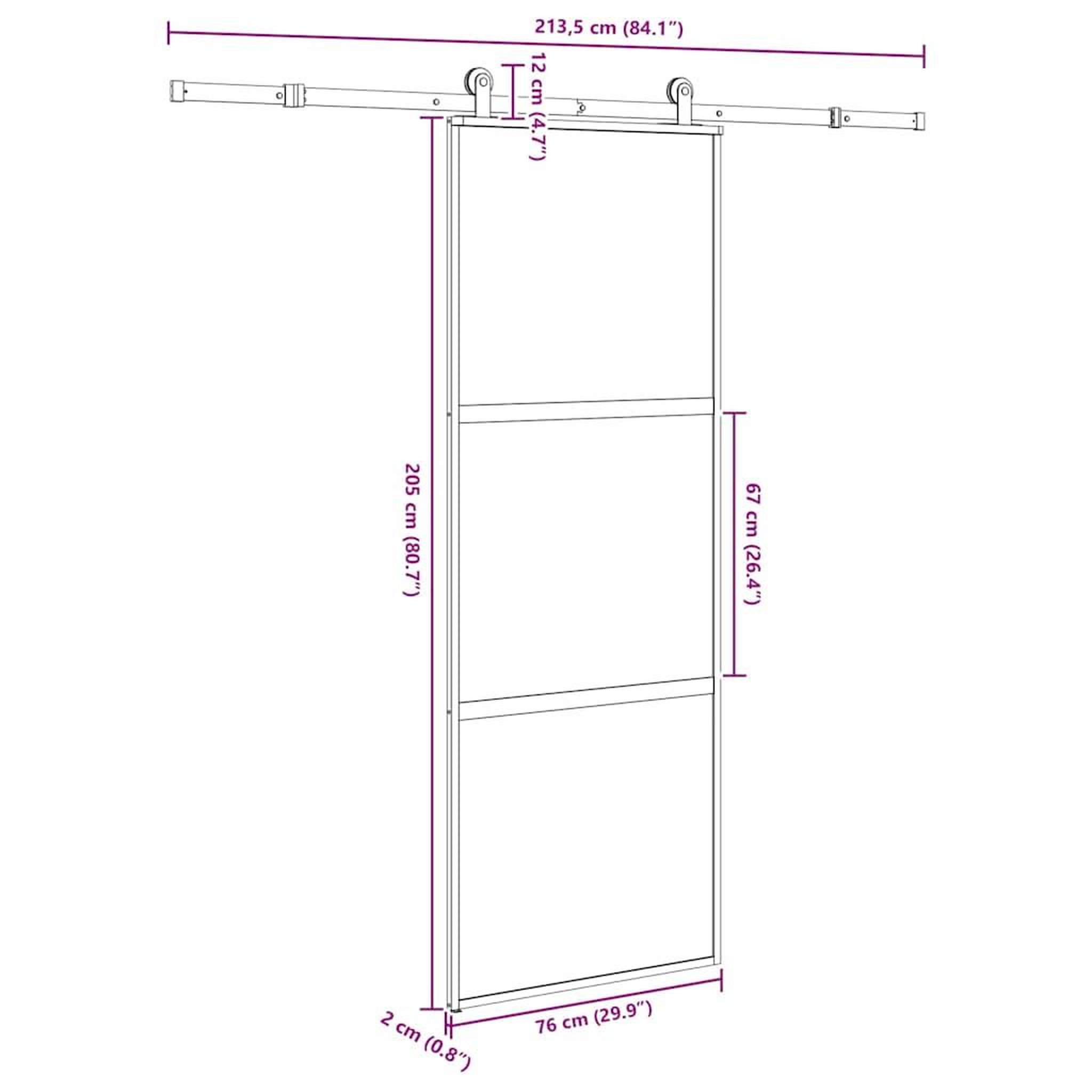 Voir la diapositive 6 : VIDAXL Porte coulissante kit de quincaillerie trempe verre aluminium