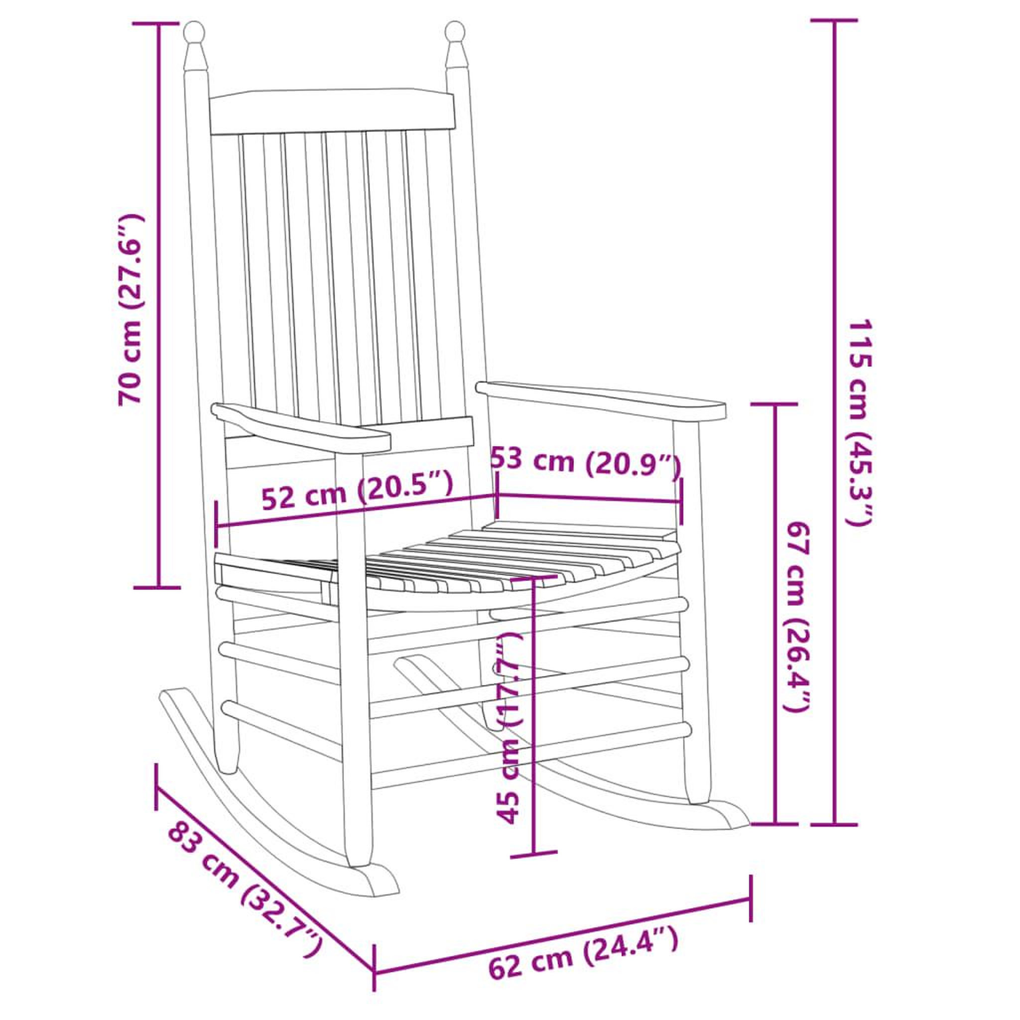 Voir la diapositive 6 : VIDAXL Chaises a bascule lot de 2 table pliable gris massif peuplier