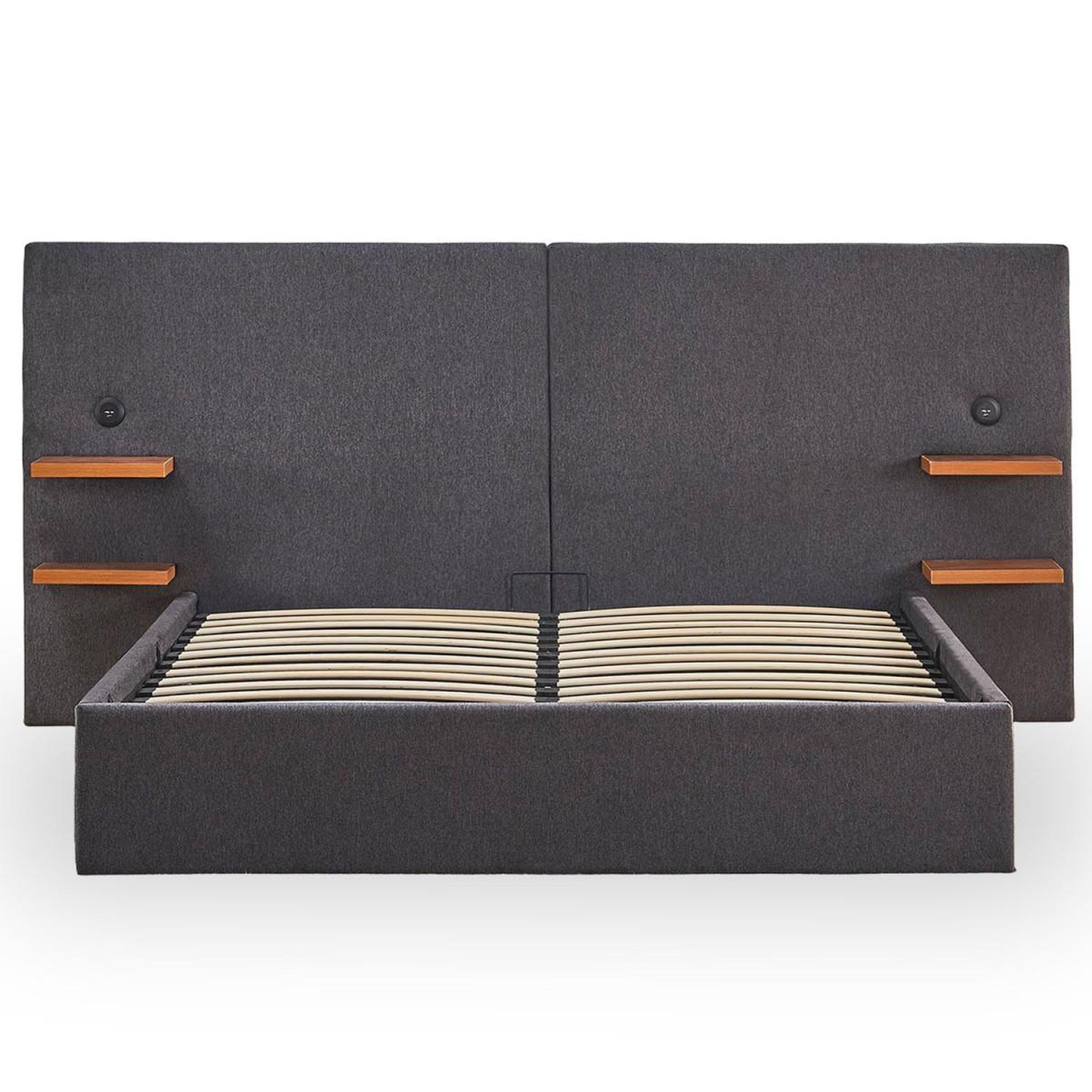 Paris Prix Lit coffre avec tablettes & usb  mike  140x190cm gris