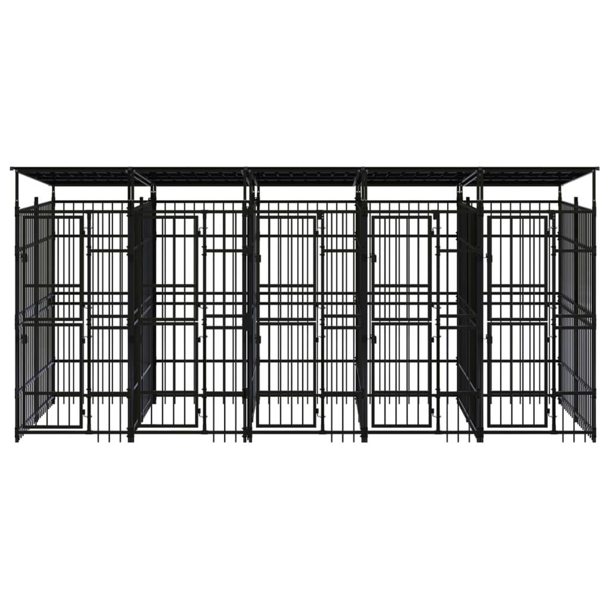 Voir la diapositive 2 : VIDAXL Chenil d'exterieur avec toit pour chiens Acier 9,22 m²
