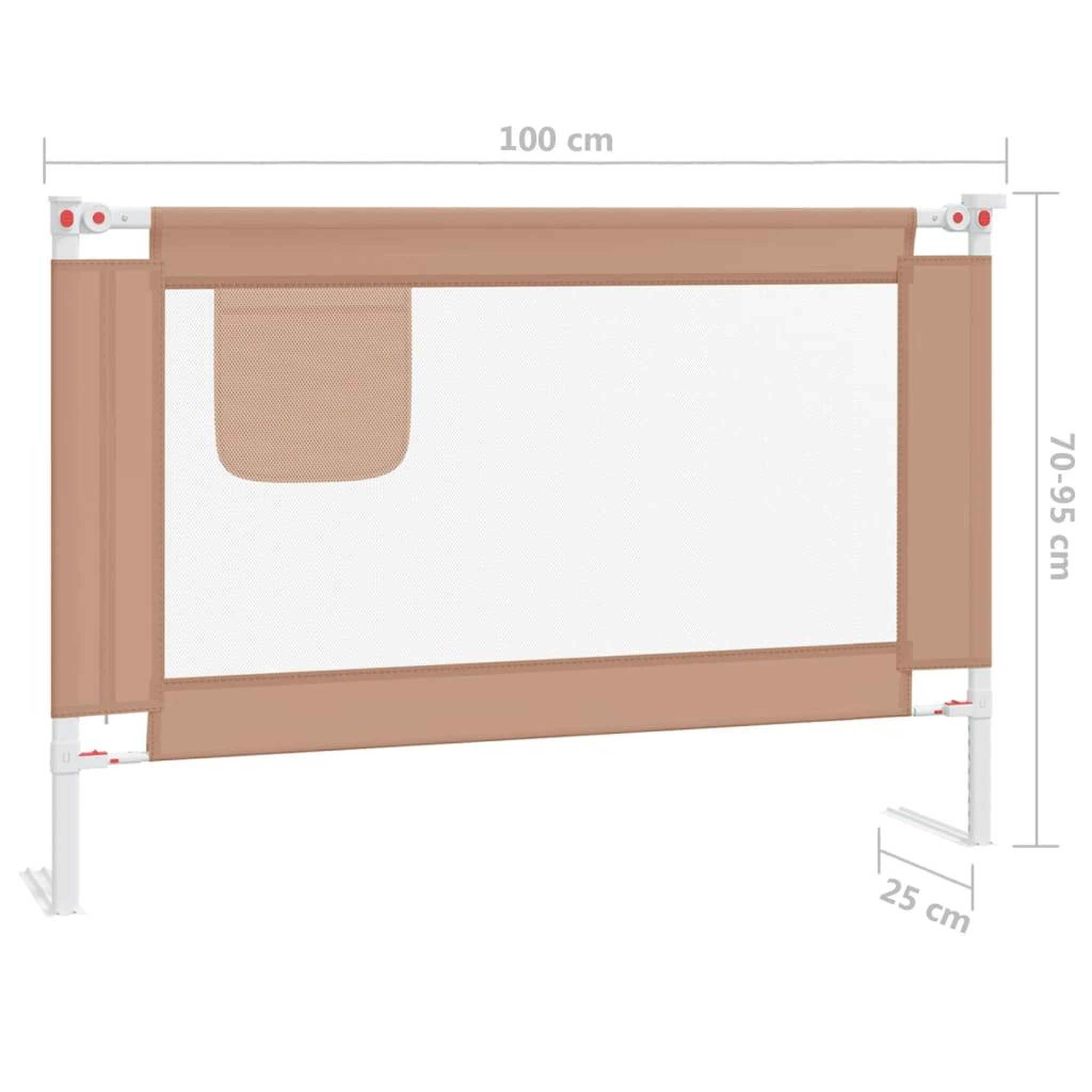 Voir la diapositive 6 : VIDAXL Barriere de securite de lit d'enfant Taupe 100x25 cm Tissu