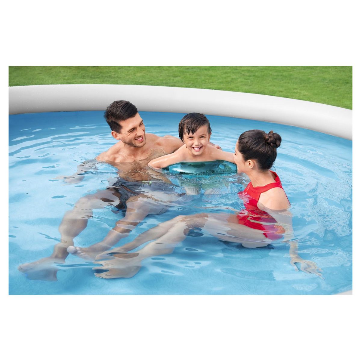 BESTWAY Piscine autoportée ronde motif rotin gris 366x76cm Fast Set