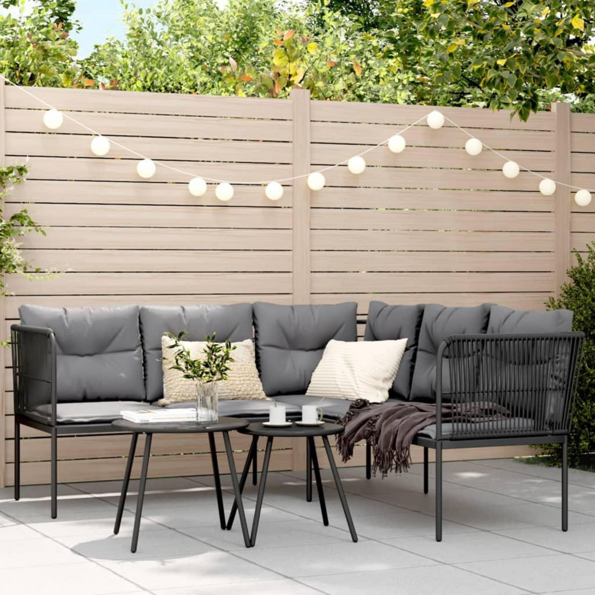 VIDAXL Ensemble de canapes de jardin et coussins noir acier textilene