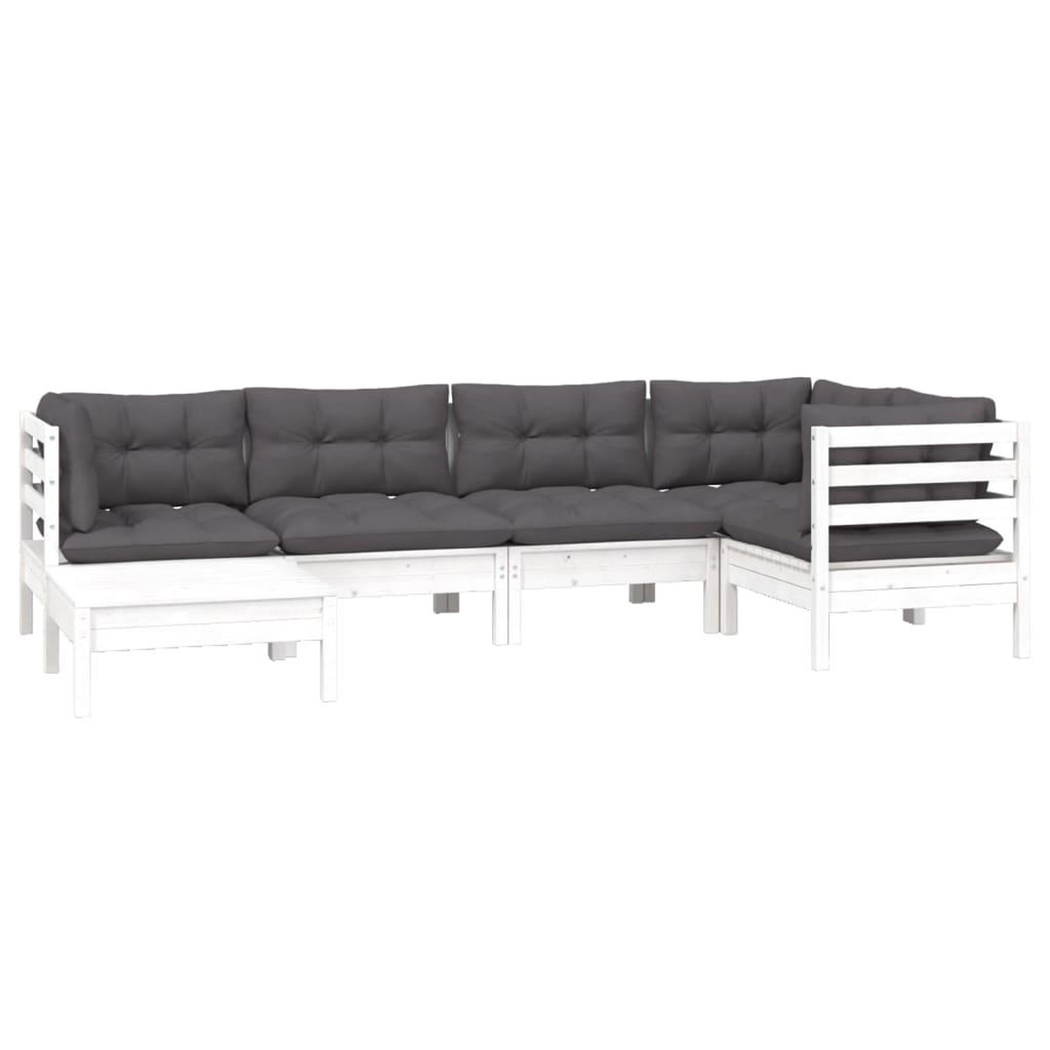 Voir la diapositive 3 : VIDAXL Salon de jardin 6 pcs avec coussins blanc bois de pin massif