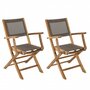 MACABANE HARRIS - Ensemble de 2 fauteuils de jardin pliants en bois teck et textilène couleur taupe