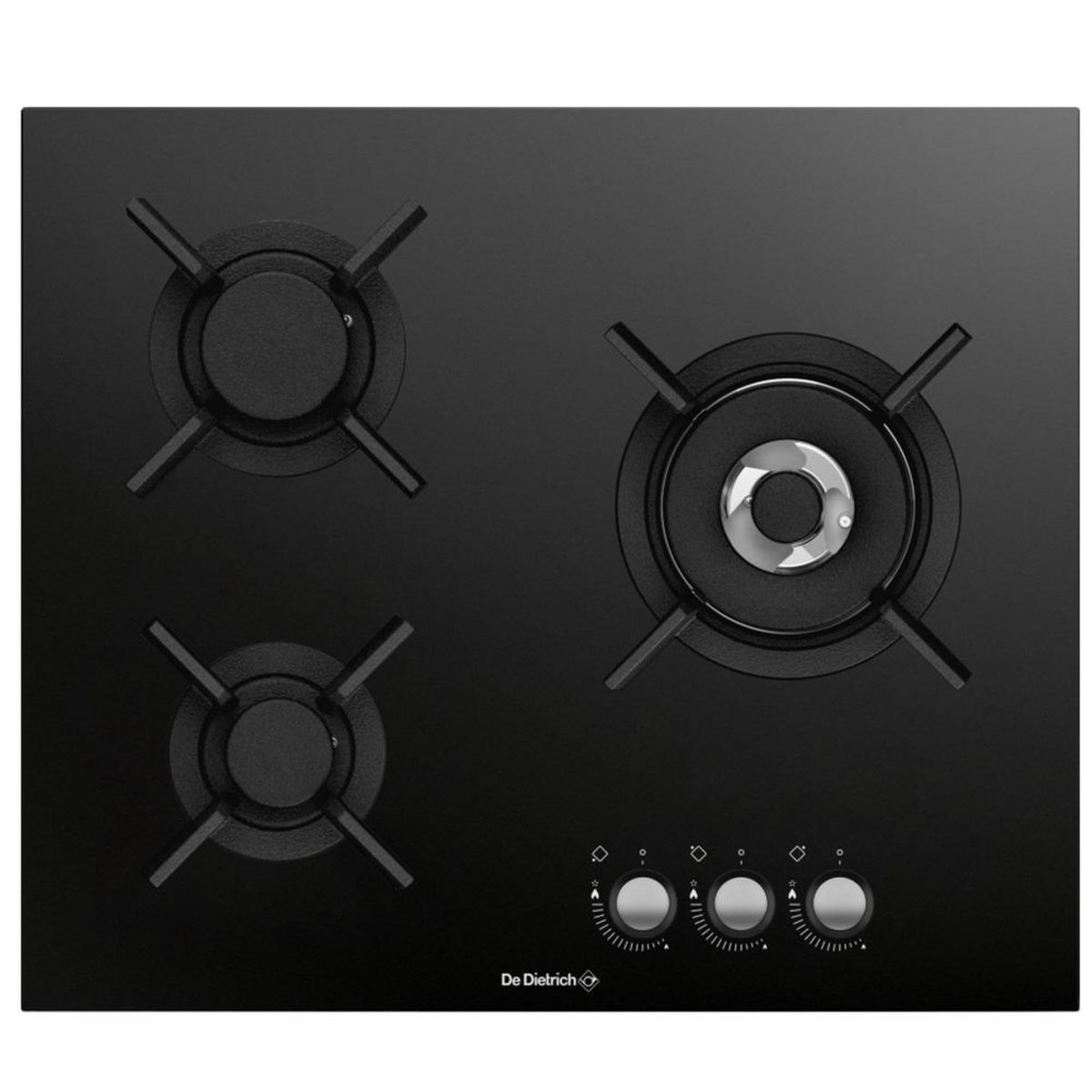 De Dietrich Table de cuisson gaz 65cm 3 feux 7400w noir - DPG3501B