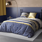 ATELIER DU COTON Housse de couette 240x220 CONNEXIONS + 2 taies coton 57 fils