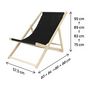 Voir la diapositive 4 : Habitat et Jardin Lot de 2 transat en bois  Chilienne  - 107 x 56.5 x 81 cm - Noir