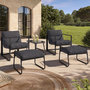 Voir la diapositive 2 : ID MARKET Lot de 2 fauteuils de jardin MARCO avec repose pieds gris coussin gris anthracite