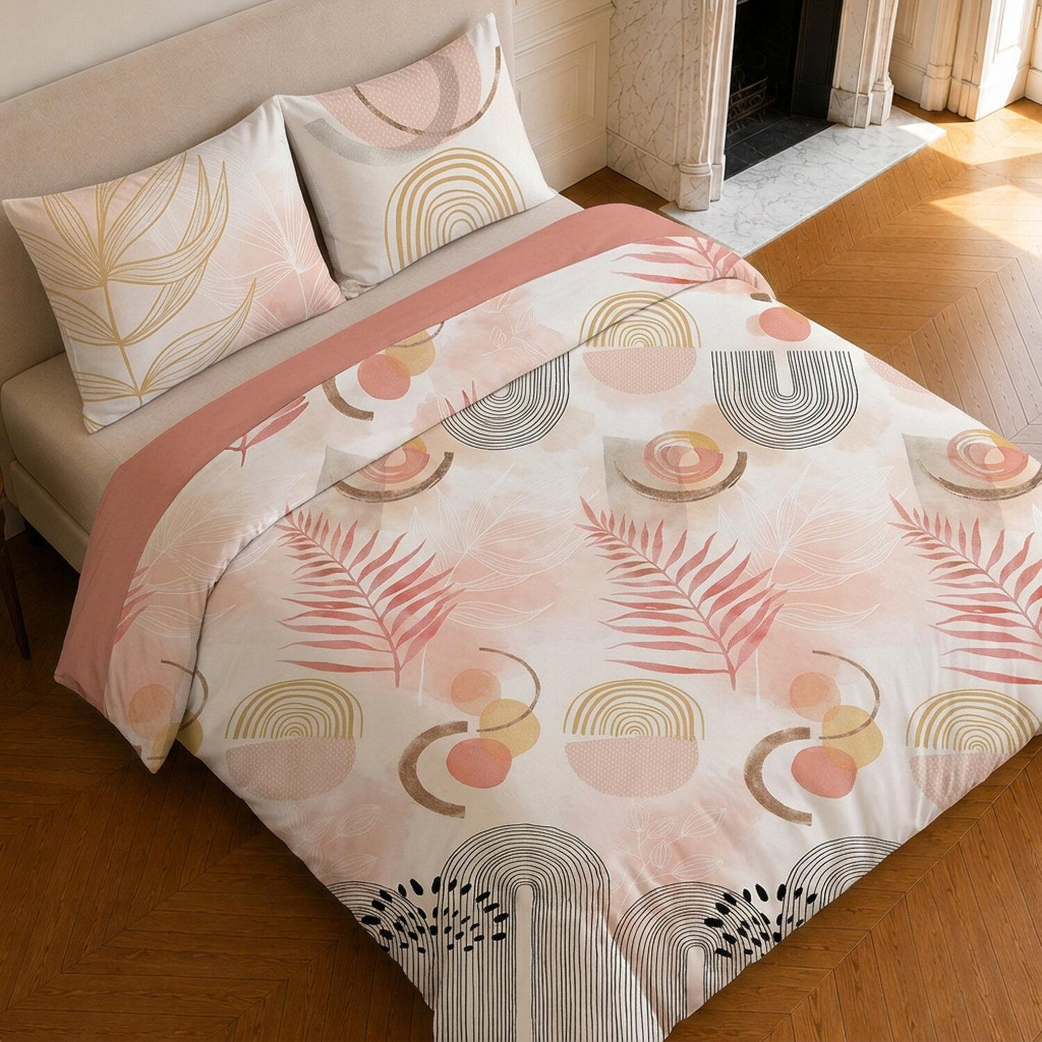 Voir la diapositive 4 : Home collection Parure housse de couette imprimée 100% coton 57 fils - terracotta - 260x240 cm