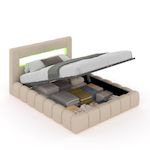 CONCEPT USINE Lit nuage coffre LED 160x200cm velours beige OMAHA