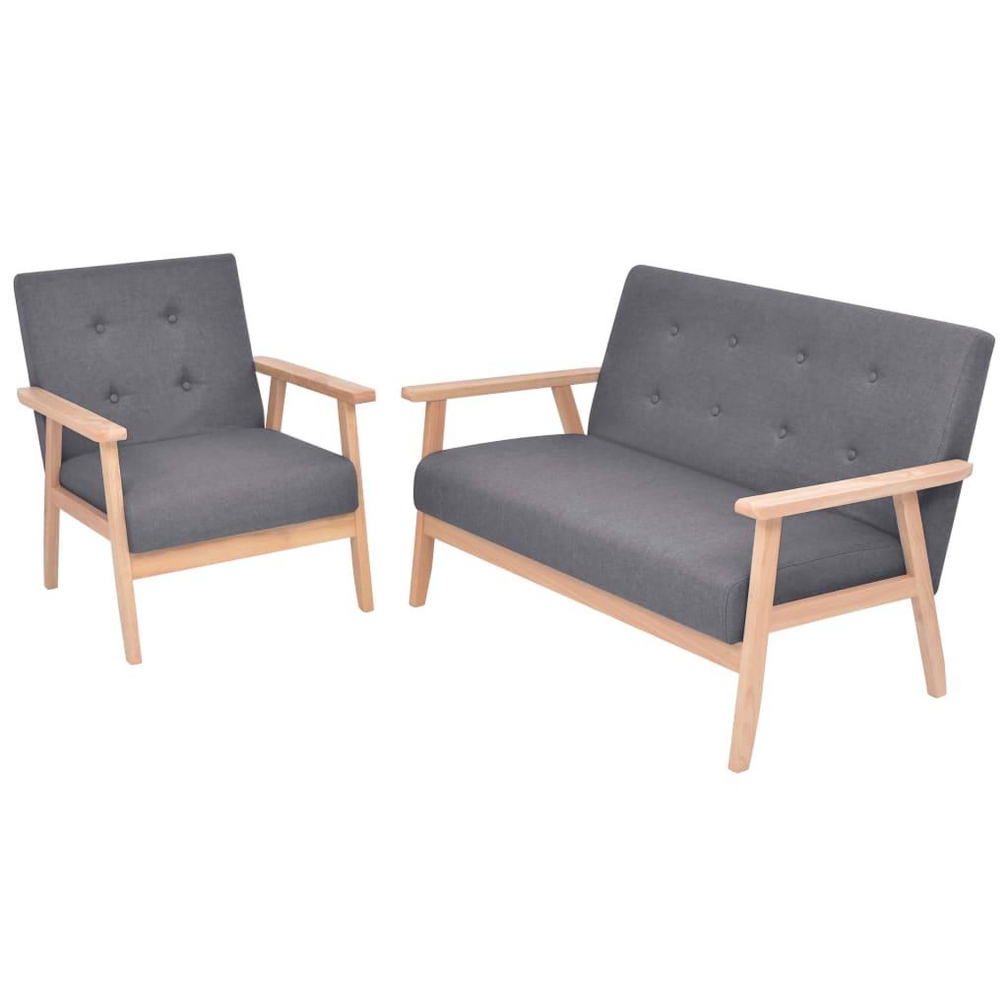 Voir la diapositive 1 : VIDAXL Ensemble de canapes 2 pcs Tissu Gris fonce