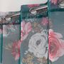 Voir la diapositive 2 : Paris Prix Rideau Voilage à Œillets  Flower Life  140x240cm Pétrole